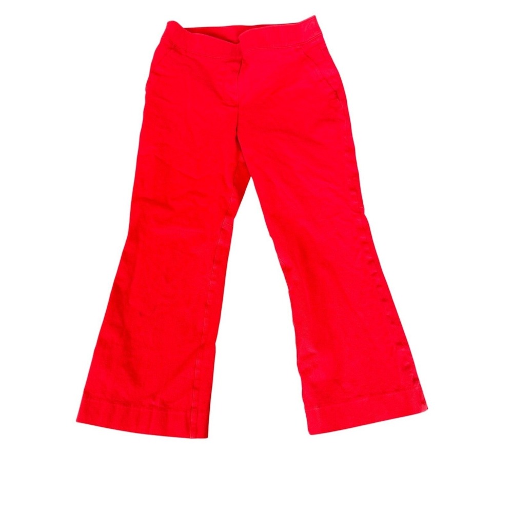SPANX Womens Red Cropped Flare Leg Pants Mid Rise Stretch Career Trousers  SZ S